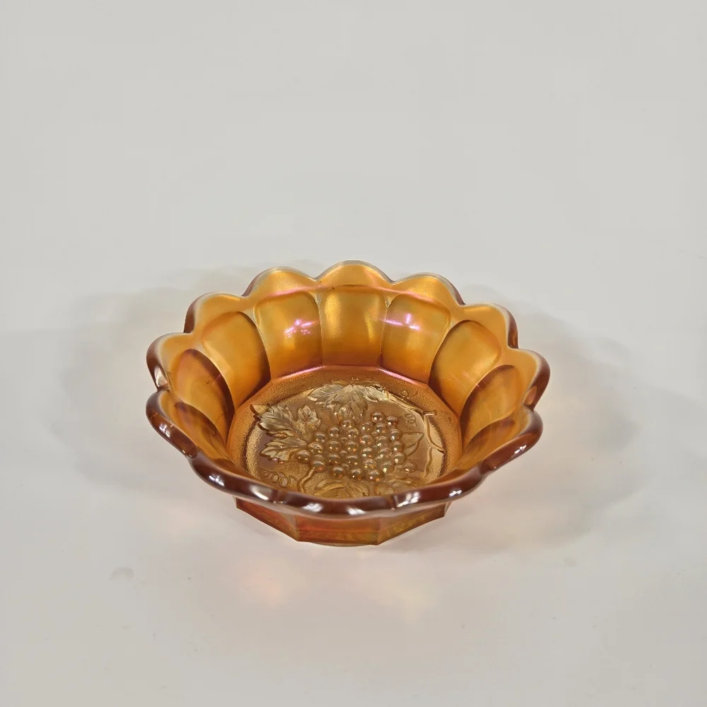 Antique Imperial Heavy Grape Marigold Carnival Glass‎ Bowl Antique Catchall Dish